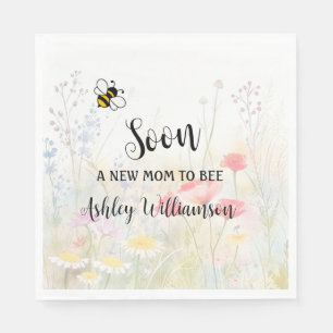 Mommy-to-Bee Floral Baby Girl Shower Serviette