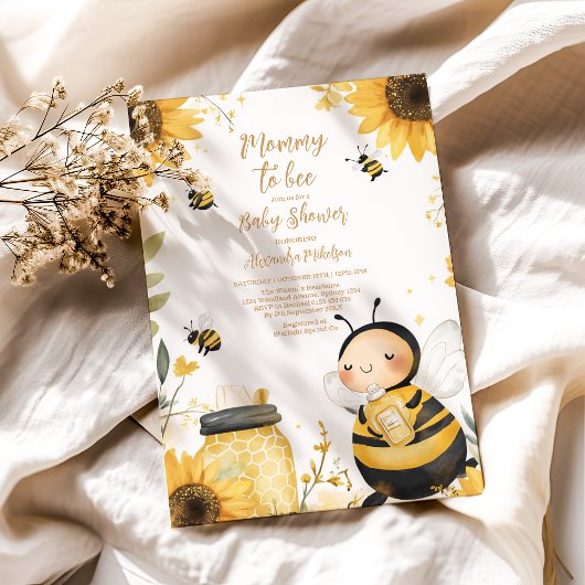 Mommy to Bee Floral Baby Shower Einladung