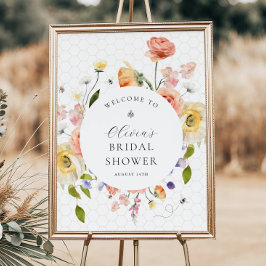Mommy to Bee Floral Bridal Shower Welcome Poster