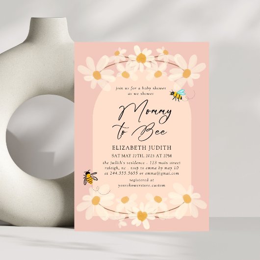 Mommy to Bee Floral Daisy Baby Shower Einladung
