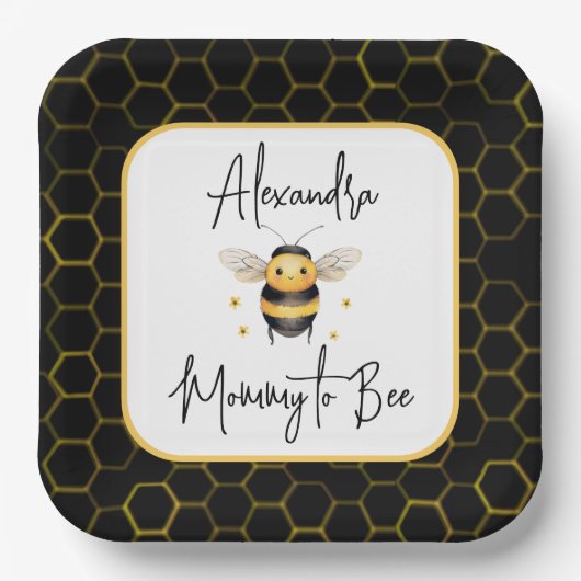 Mommy to bee Gender Neutral Elegant Baby Shower Pappteller (Vorderseite)