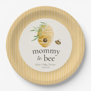 Mommy To Bee Gestreifte Gelbe Honigbiene Baby Show Pappteller