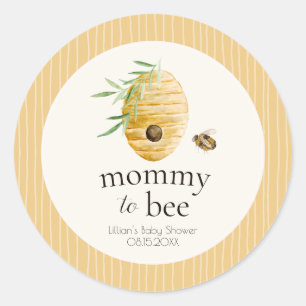 Mommy To Bee Gestreifte Gelbe Honigbiene Baby Show Runder Aufkleber