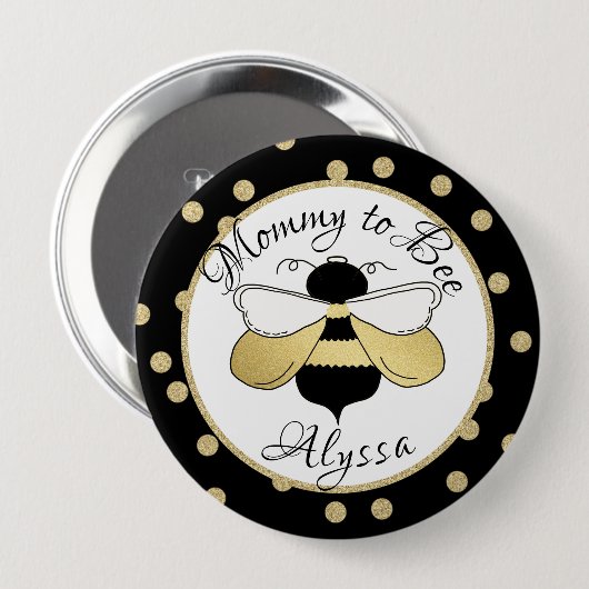 Mommy to Bee Gold Confetti Button (Vorne & Hinten)