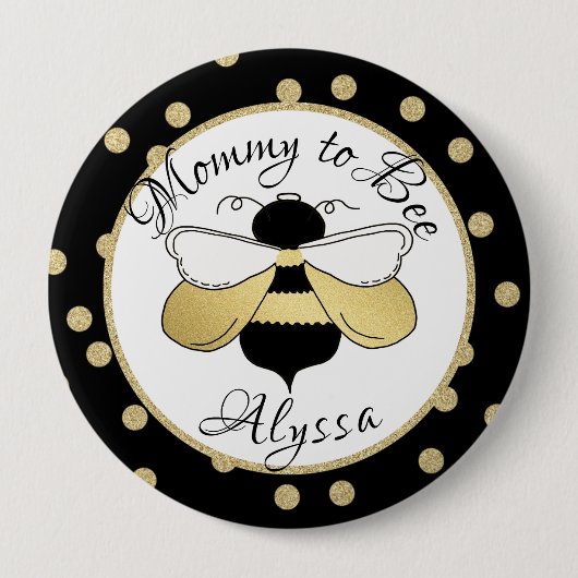 Mommy to Bee Gold Confetti Button (Vorderseite)