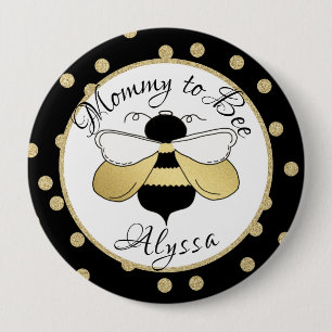 Mommy to Bee Gold Confetti Button