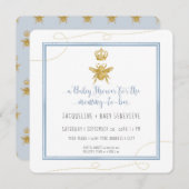 Mommy to Bee Gold Glitzer Blue Boy Baby Shower QR Einladung (Vorne/Hinten)
