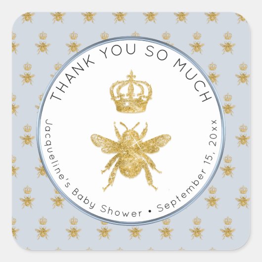 Mommy to Bee Gold Glitzer Crown Boy Baby Shower Quadratischer Aufkleber (Vorderseite)