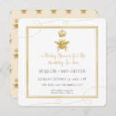 Mommy to Bee Gold Glitzer Yellow Baby Einladung (Vorne/Hinten)