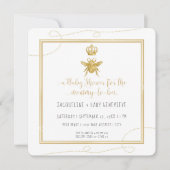 Mommy to Bee Gold Glitzer Yellow Baby Einladung (Vorderseite)
