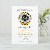 Mommy to bee Honey Bee Sunflower Baby Shower Invi Einladung (Stehend Vorderseite)