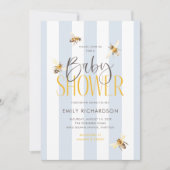 Mommy to Bee Honey Blue Baby Shower Einladung (Vorderseite)