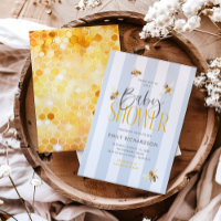 Mommy to Bee Honey Blue Baby Shower Einladung