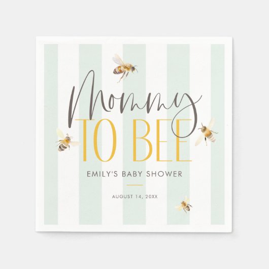 Mommy to bee Honey Gender Neutral Baby Shower Serviette (Vorderseite)