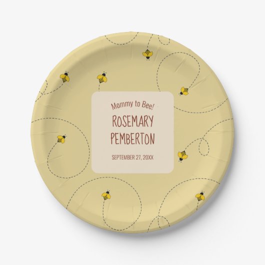 Mommy to Bee Honey Gold Baby Shower Pappteller (Vorderseite)