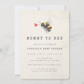 Mommy to bee Honey Heart Yellow Baby Shower Einladung (Vorderseite)