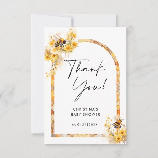 Mommy to Bee Honey Wildblume Baby Shower Dankeskarte (Vorderseite)