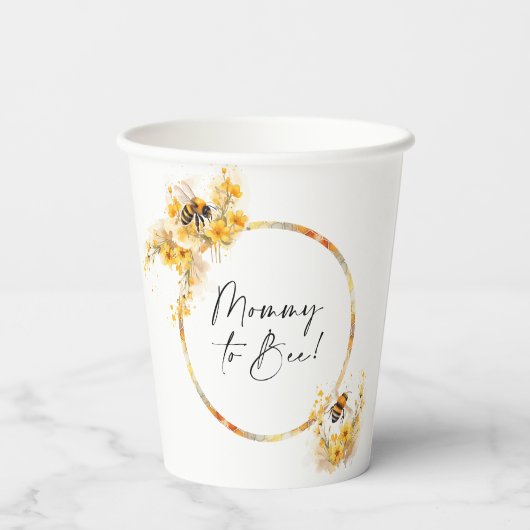 Mommy to Bee Honey Wildblume Baby Shower Pappbecher (Rückseite)