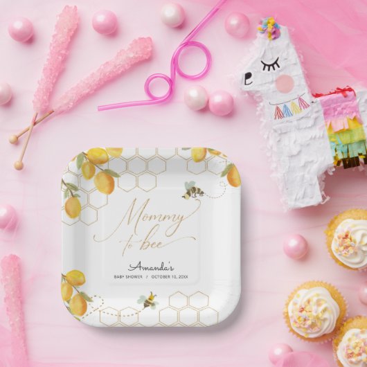Mommy to Bee Lemons Glitzer Honeycomb Kinderdusche Pappteller (Party)