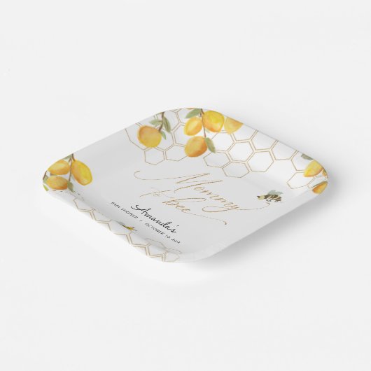 Mommy to Bee Lemons Glitzer Honeycomb Kinderdusche Pappteller (Gewinkelt)