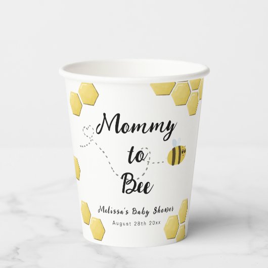 Mommy to Bee Niedlich Honeycomb Babydusche Pappbecher (Rückseite)