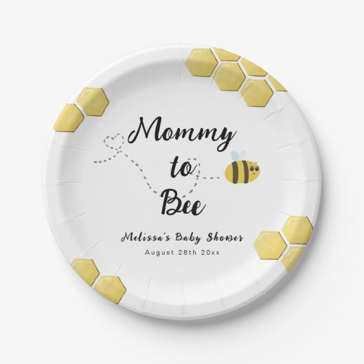 Mommy to Bee Niedlich Honeycomb Babydusche Pappteller (Vorderseite)