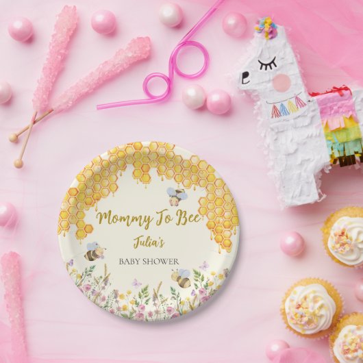 Mommy to Bee Niedliche Hummelblütendusche Pappteller (Party)