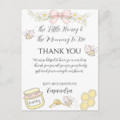  Mommy to Bee Pink Bow Baby Shower Thanks you Postkarte (Vorderseite)
