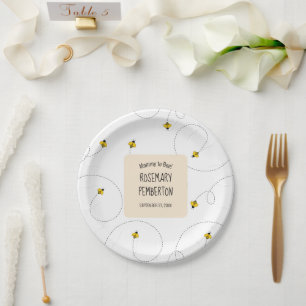 Mommy to Bee Simple White Baby Shower Pappteller