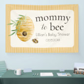 Mommy To Bee Striped Yellow Honey Bee Baby Shower  Banner (Messe)