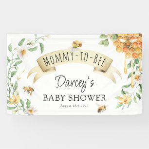 Mommy-to-Bee Watercolor Honey Elegant Baby Shower Banner