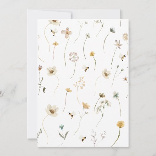 Mommy to Bee Wildblume Babydusche Einladung (Rückseite)