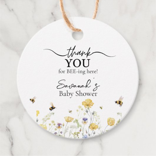 Mommy to Bee Wildblume Babydusche Geschenkanhänger (Vorderseite)
