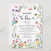 Mommy to Bee Wildblume & BumbleBee Babydusche Einladung (Vorderseite)