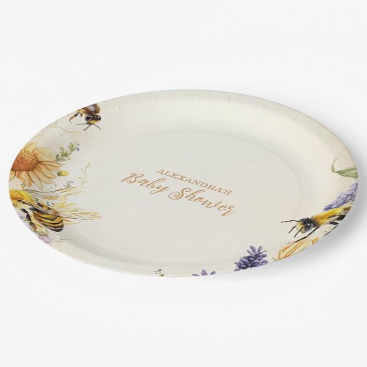 Mommy to Bee Wildblumen Babydusche Pappteller (Schrägansicht)