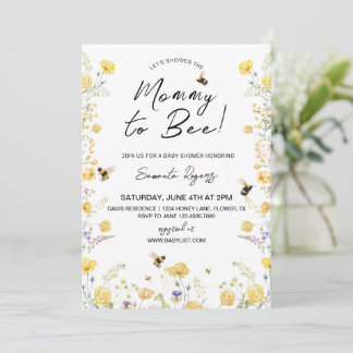 Mommy to Bee Wildlfower Baby Shower Einladung