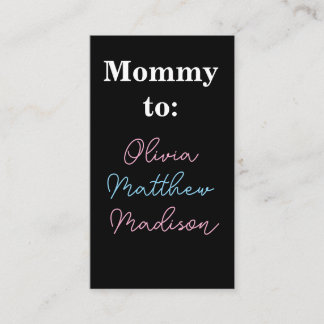 Mommy to: Pink Blue Kids Names Calling Card Telefonnummerkarte