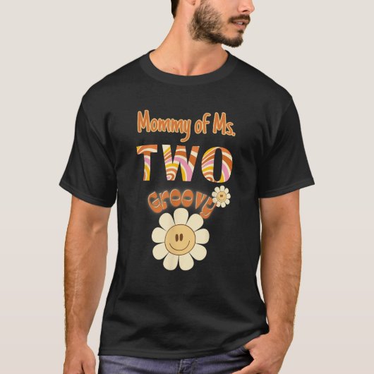 Mommy Two Groovy 2nd Birthday Toddler Hippie Boho  T-Shirt (Vorderseite)