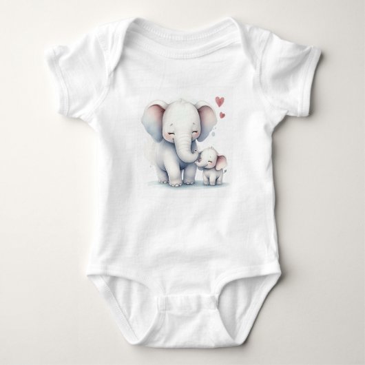 Mommy und Baby Elephant Watercolor Baby Strampler (Vorderseite)
