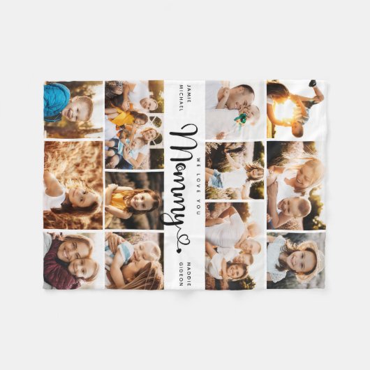 Mommy We Liebe Sie hören Moderne FotoCollage Fleecedecke (Vorderseite (Horizontal))