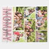 Mommy wir Liebe Sie Foto Collage Pink 6 Bilder Fleecedecke (Vorderseite (Horizontal))