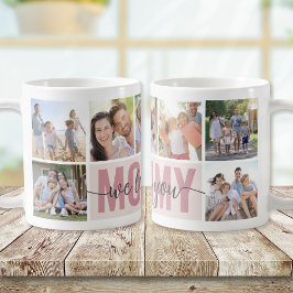 Mommy wir Liebe Sie Foto Collage Pink 7 Bilder Kaffeetasse