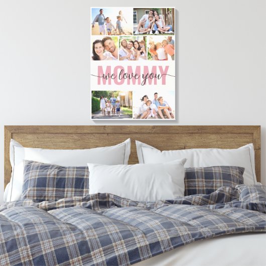 Mommy wir Liebe Sie Foto Collage Pink 7 Bilder Leinwanddruck (Insitu (Schlafzimmer))