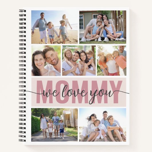 Mommy wir Liebe Sie Foto Collage Pink 7 Bilder Notizblock (Vorderseite)