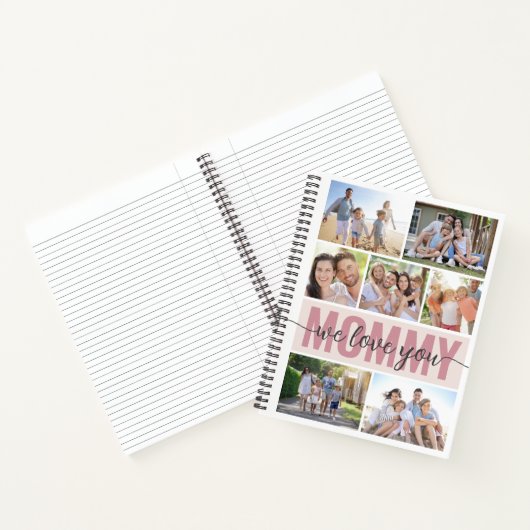 Mommy wir Liebe Sie Foto Collage Pink 7 Bilder Notizblock (Innenseite)