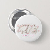 Mommy wird Elephant Pastel Girl Babydusche Button (Vorne & Hinten)