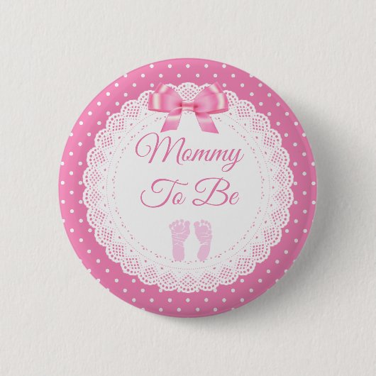 Mommy wird Girl's Pink Baby Shower Button (Vorderseite)