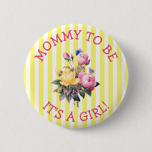 MOMMY wird Pink Floral Baby Shooting Button