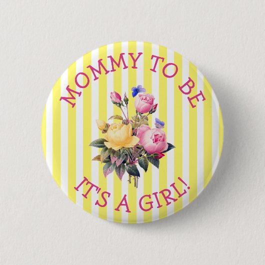 MOMMY wird Pink Floral Baby Shooting Button (Vorderseite)