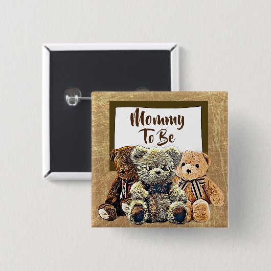 Mommy wird Teddy Bear Baby Shower Button (Vorne & Hinten)